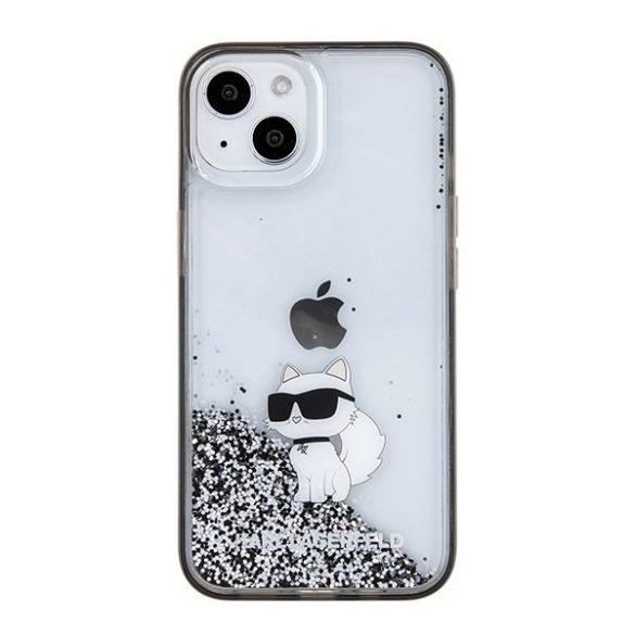 Karl Lagerfeld KLHCP15SLKCNSK iPhone 15 / 14 / 13 6.1" átlátszó keménytok folyékony csillámos Choupette