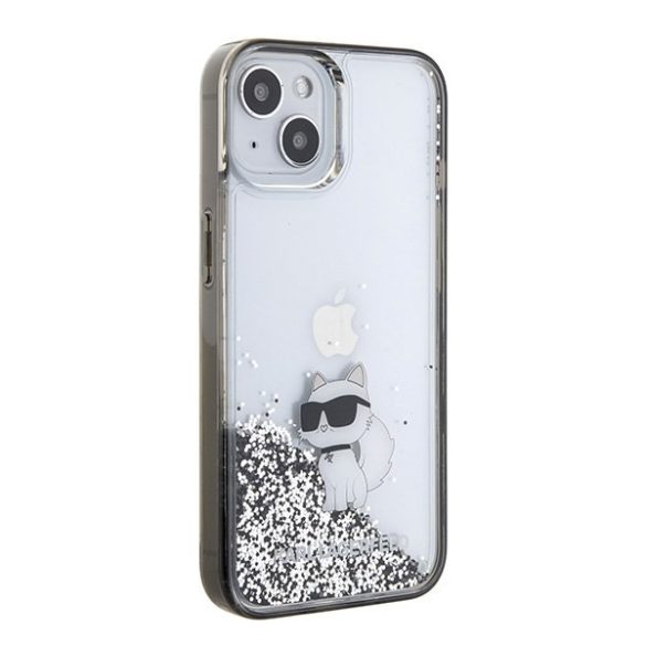 Karl Lagerfeld KLHCP15SLKCNSK iPhone 15 / 14 / 13 6.1" átlátszó keménytok folyékony csillámos Choupette