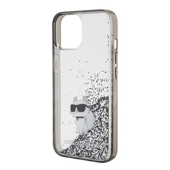 Karl Lagerfeld KLHCP15SLKCNSK iPhone 15 / 14 / 13 6.1" átlátszó keménytok folyékony csillámos Choupette