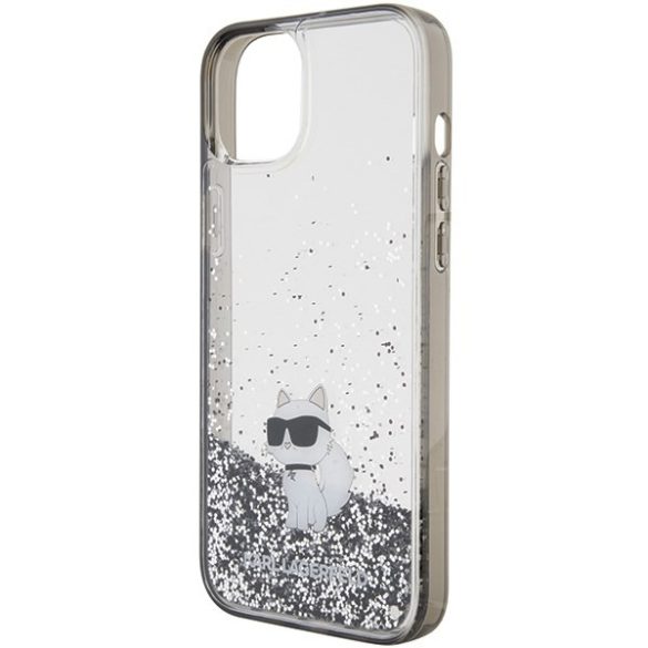 Karl Lagerfeld KLHCP15MLKCNSK iPhone 15 Plus / 14 Plus 6.7" átlátszó keménytok folyékony Glitter Choupette