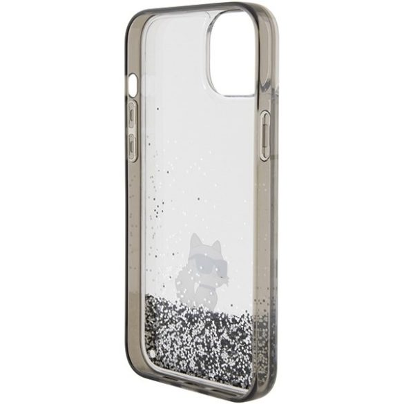 Karl Lagerfeld KLHCP15MLKCNSK iPhone 15 Plus / 14 Plus 6.7" átlátszó keménytok folyékony Glitter Choupette