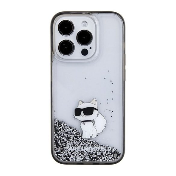 Karl Lagerfeld KLHCP15LLKCNSK iPhone 15 Pro 6.1" átlátszó keménytok folyékony csillogó Choupette