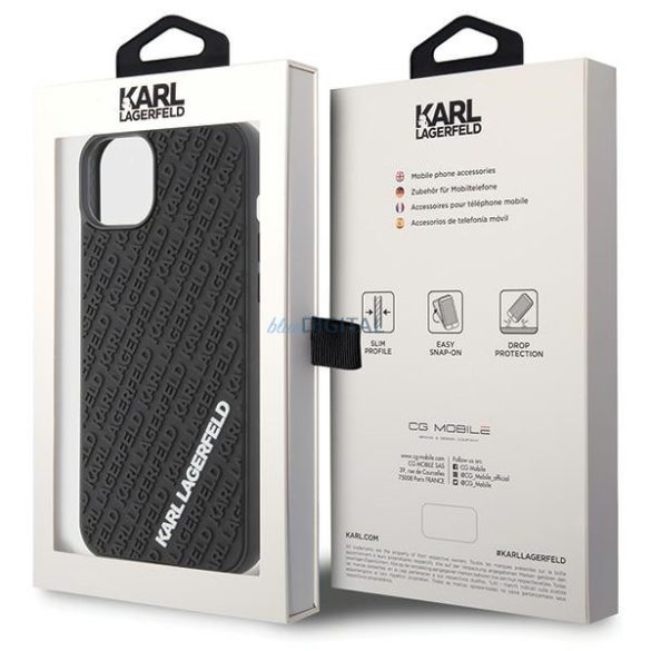 Karl Lagerfeld KLHCP15M3DMKRLK iPhone 15 Plus / 14 Plus 6.7" fekete keménytok 3D gumi többszörös logóval