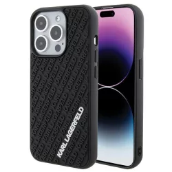   Karl Lagerfeld KLHCP15L3DMKRLK iPhone 15 Pro 6.1" fekete/kék keménytok 3D gumiból készült keménytok 3D gumi több logóval