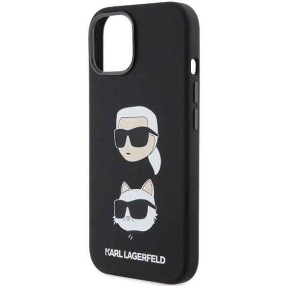 Karl Lagerfeld KLHCP15SSDHKKCNK iPhone 15 / 14 / 13 6.1" fekete szilikon Karl&Choupette fej tok
