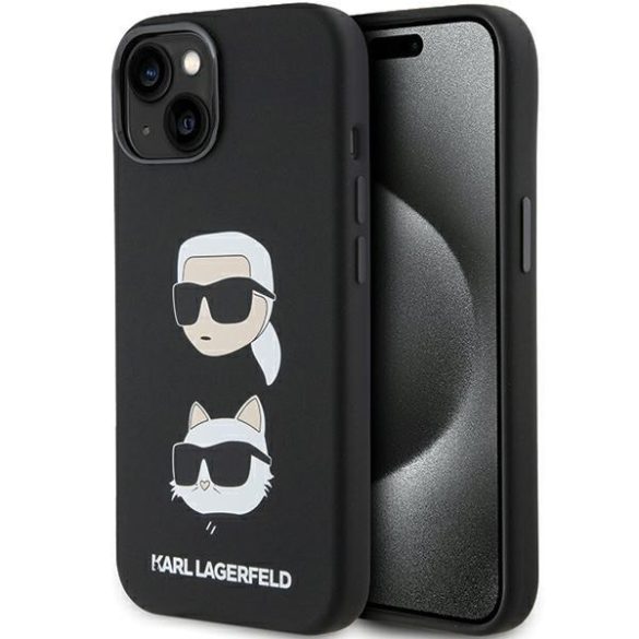 Karl Lagerfeld KLHCP15MSDHKKCNK iPhone 15 Plus / 14 Plus 6.7" fekete szilikon Karl&Choupette fej tok