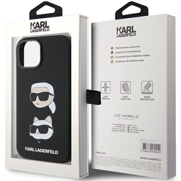 Karl Lagerfeld KLHCP15MSDHKKCNK iPhone 15 Plus / 14 Plus 6.7" fekete szilikon Karl&Choupette fej tok