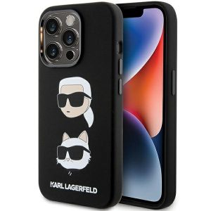 Karl Lagerfeld KLHCP15LSDHKKCNK iPhone 15 Pro 6.1" fekete szilikon Karl&Choupette fej tok
