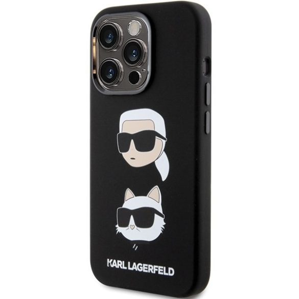 Karl Lagerfeld KLHCP15LSDHKKCNK iPhone 15 Pro 6.1" fekete szilikon Karl&Choupette fej tok