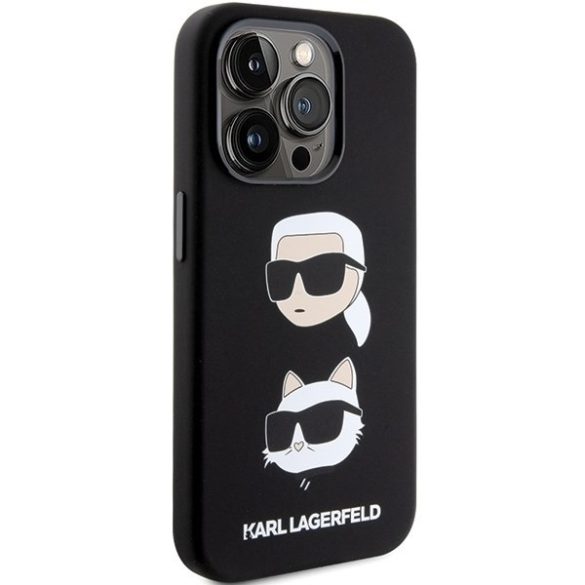 Karl Lagerfeld KLHCP15LSDHKKCNK iPhone 15 Pro 6.1" fekete szilikon Karl&Choupette fej tok