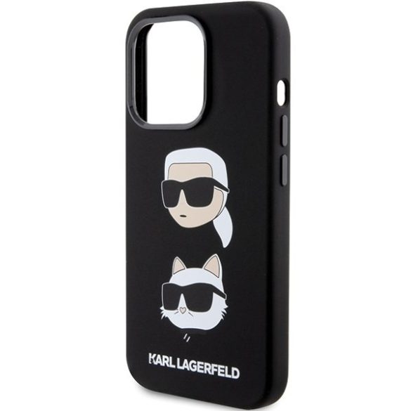 Karl Lagerfeld KLHCP15LSDHKKCNK iPhone 15 Pro 6.1" fekete szilikon Karl&Choupette fej tok