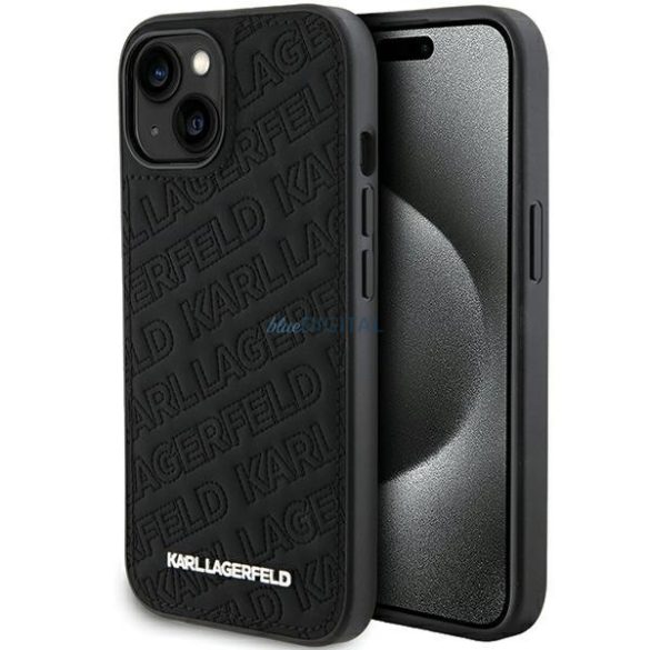 Karl Lagerfeld KLHCP15SPQKPMK iPhone 15 / 14 / 13 6.1" fekete keménytok steppelt K minta