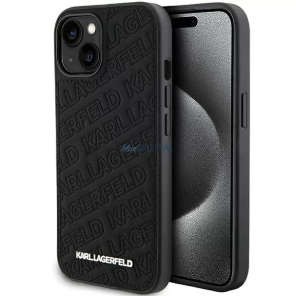Karl Lagerfeld KLHCP15MPQKPMK iPhone 15 Plus 6.7" fekete keménytok steppelt K minta