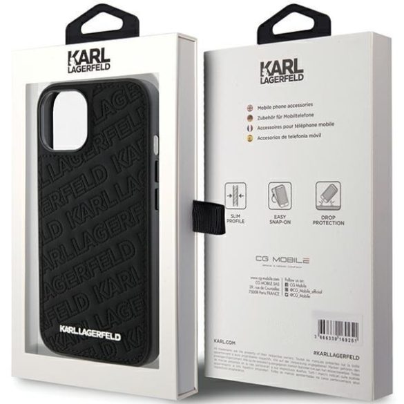 Karl Lagerfeld KLHCP15MPQKPMK iPhone 15 Plus / 14 Plus 6.7" fekete keménytok steppelt K minta