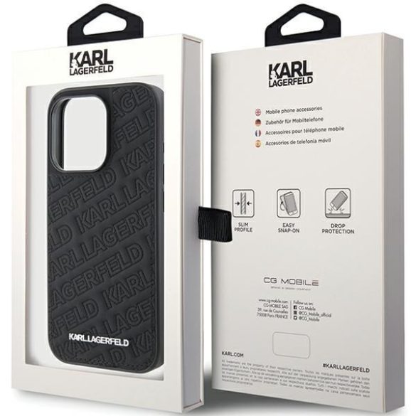 Karl Lagerfeld KLHCP15XPQKPMK iPhone 15 Pro Max 6.7" fekete keménytok steppelt K mintával