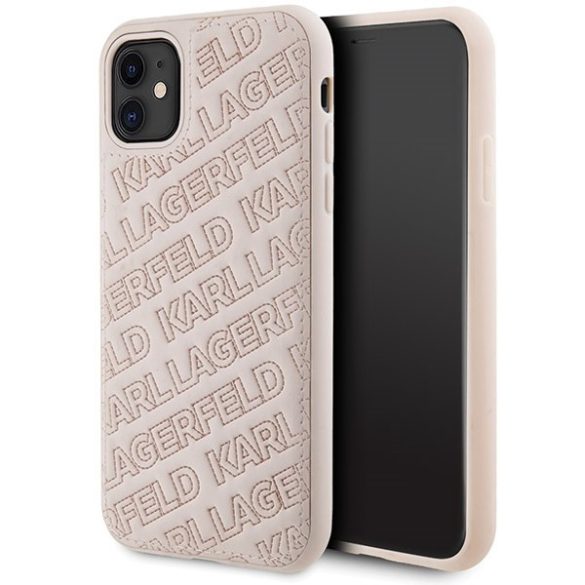 Karl Lagerfeld KLHCN61PQKPPMP iPhone 11 / Xr 6.1" rózsaszín keménytok steppelt K minta