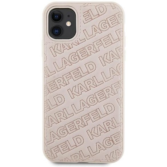 Karl Lagerfeld KLHCN61PQKPPMP iPhone 11  6.1" rózsaszín keménytok steppelt K minta