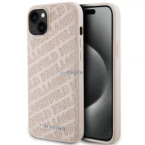 Karl Lagerfeld KLHCP15MPQKPMP iPhone 15 Plus 6.7" rózsaszín keménytok steppelt K minta