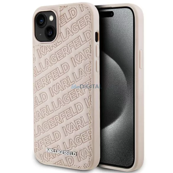 Karl Lagerfeld KLHCP15MPQKPMP iPhone 15 Plus 6.7" rózsaszín keménytok steppelt K minta