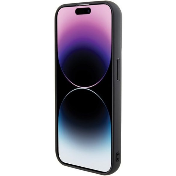 Karl Lagerfeld KLHCP15LGKNPSK iPhone 15 Pro 6.1" fekete/arany keménytok Fix Glitter ikonikus Logo fém kitűző