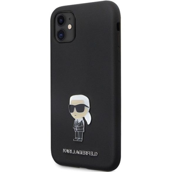 Karl Lagerfeld KLHCN61SMHKNPK iPhone 11 / Xr 6.1" fekete szilikon ikonikus fém kitűző tok