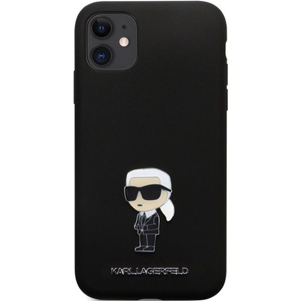 Karl Lagerfeld KLHCN61SMHKNPK iPhone 11 / Xr 6.1" fekete szilikon ikonikus fém kitűző tok