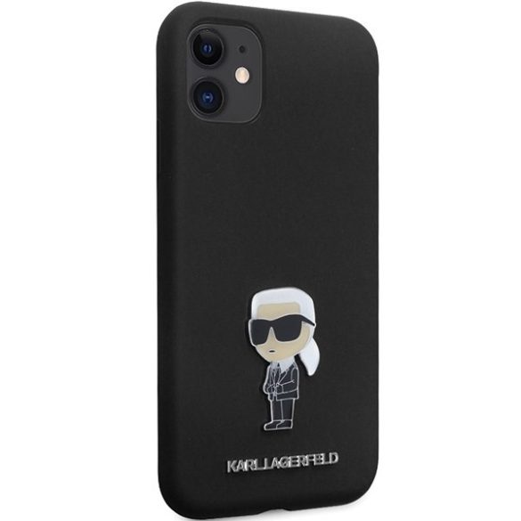 Karl Lagerfeld KLHCN61SMHKNPK iPhone 11 / Xr 6.1" fekete szilikon ikonikus fém kitűző tok