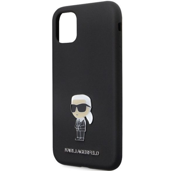 Karl Lagerfeld KLHCN61SMHKNPK iPhone 11 / Xr 6.1" fekete szilikon ikonikus fém kitűző tok