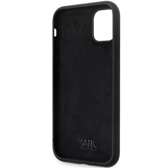 Karl Lagerfeld KLHCN61SMHKNPK iPhone 11 / Xr 6.1" fekete szilikon ikonikus fém kitűző tok