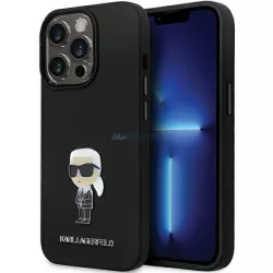   Karl Lagerfeld KLHCP13LSMHHKNPK iPhone 13 Pro / 13 6.1" fekete szilikon ikonikus fém kitűző tok