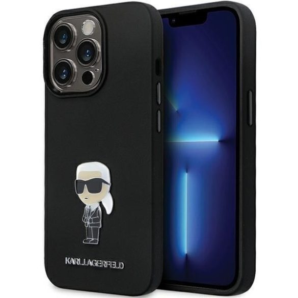 Karl Lagerfeld KLHCP13XSMHKNPK iPhone 13 Pro Max 6,7" fekete szilikon ikonikus fém kitűző tok