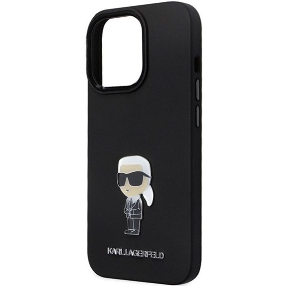 Karl Lagerfeld KLHCP13XSMHKNPK iPhone 13 Pro Max 6,7" fekete szilikon ikonikus fém kitűző tok