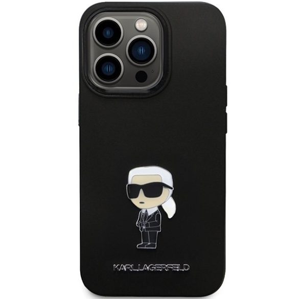 Karl Lagerfeld KLHCP14LSMHHKNPK iPhone 14 Pro 6.1" fekete/szilikon ikonikus fém kitűző tok
