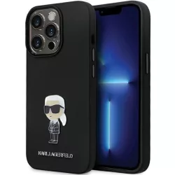   Karl Lagerfeld KLHCP14XSMHKNPK iPhone 14 Pro Max 6.7" fekete szilikon ikonikus fém kitűző tok