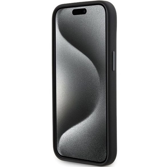 Karl Lagerfeld KLHCP15SSMHKNPK iPhone 15 / 14 / 13 6.1" fekete szilikon ikonikus fém kitűző tok