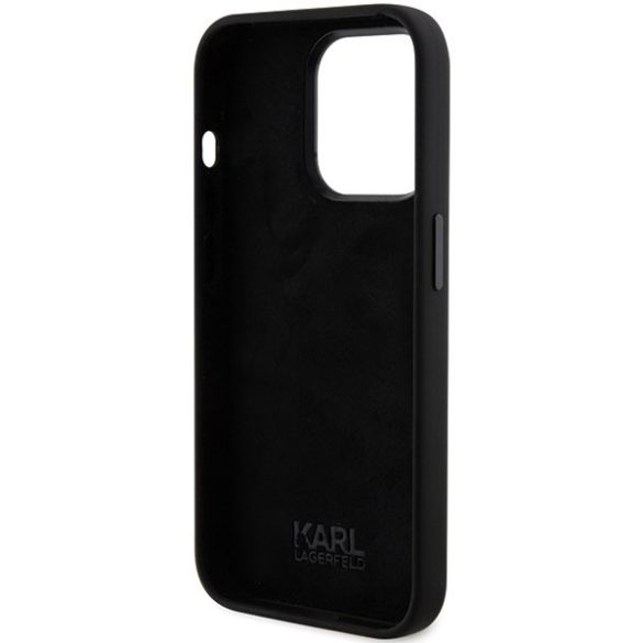 Karl Lagerfeld KLHCP15XSMHKNPK iPhone 15 Pro Max 6.7" fekete Szilikon ikonikus fém kitűző tok