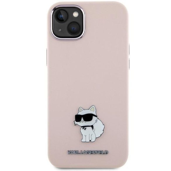 Karl Lagerfeld KLHCP15SSMHCNPP iPhone 15 / 14 / 13 6.1" rózsaszín szilikon kagyló fém kitűző tok