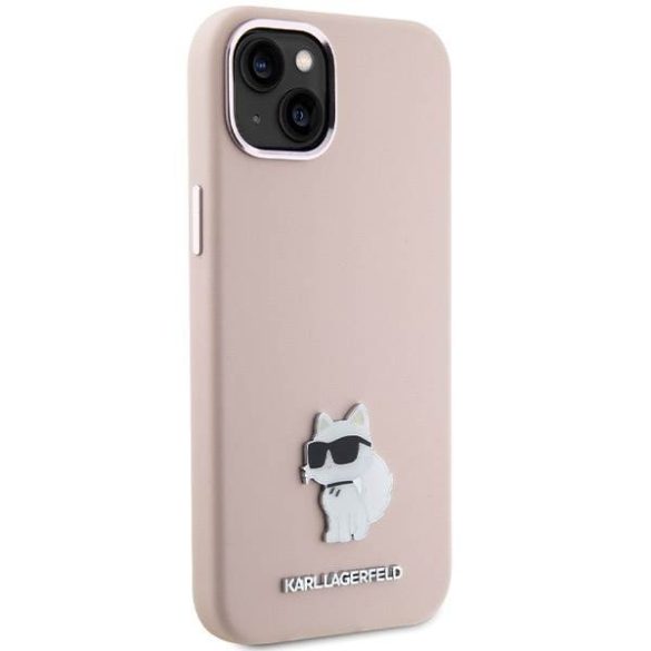 Karl Lagerfeld KLHCP15SSMHCNPP iPhone 15 / 14 / 13 6.1" rózsaszín szilikon kagyló fém kitűző tok