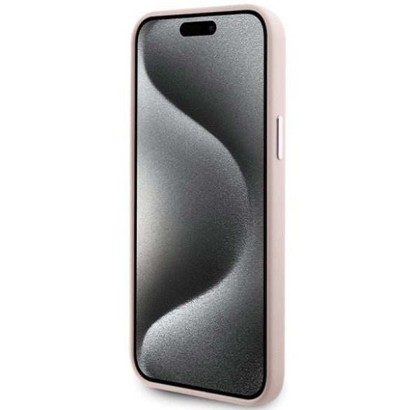 Karl Lagerfeld KLHCP15SSMHCNPP iPhone 15 / 14 / 13 6.1" rózsaszín szilikon kagyló fém kitűző tok