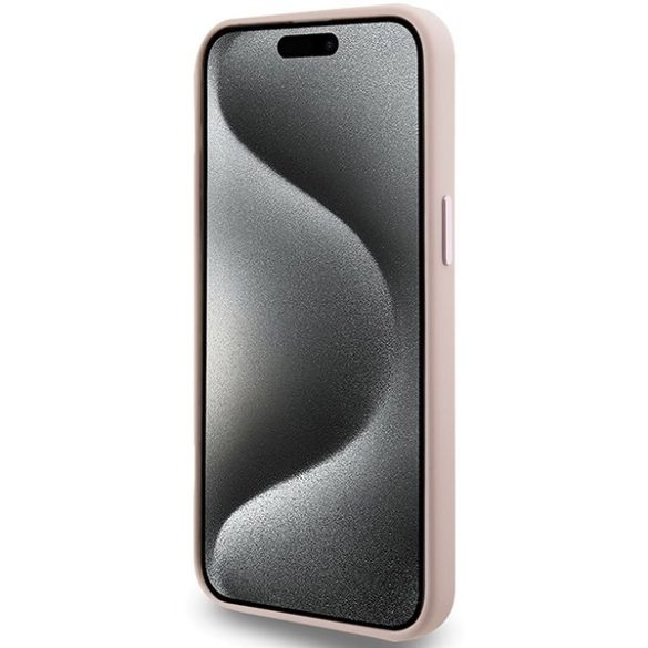 Karl Lagerfeld KLHCP15XSMHCNPP iPhone 15 Pro Max 6.7" rózsaszín Szilikon Choupette fém kitűző tok