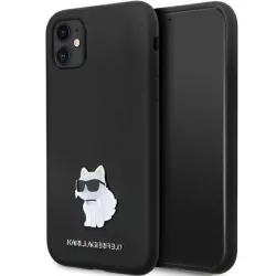  Karl Lagerfeld KLHCN61SMHCNPK iPhone 11  6.1" fekete keménytok szilikon C fém kitűző