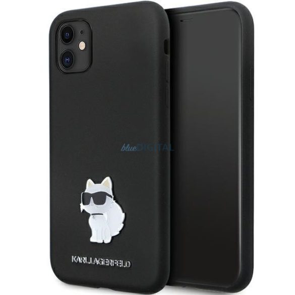 Karl Lagerfeld KLHCN61SMHCNPK iPhone 11 / Xr 6.1" fekete keménytok szilikon C fém kitűző