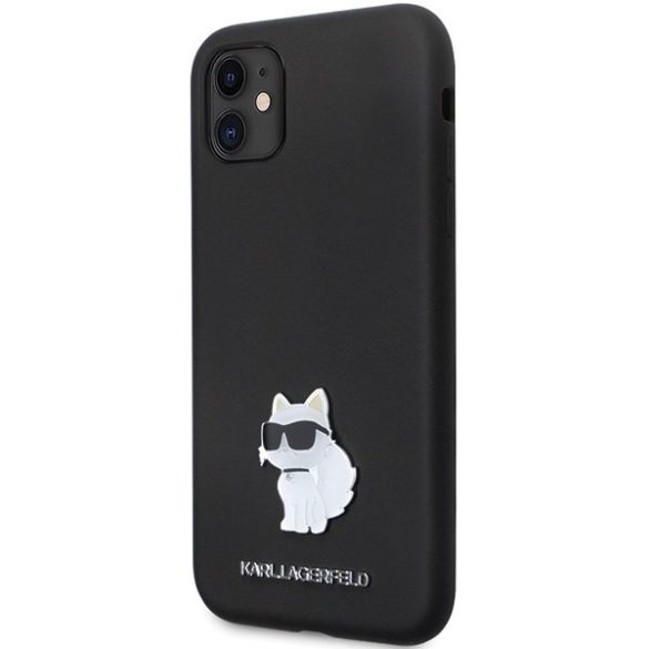 Karl Lagerfeld KLHCN61SMHCNPK iPhone 11 / Xr 6.1" fekete keménytok szilikon C fém kitűző