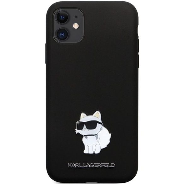 Karl Lagerfeld KLHCN61SMHCNPK iPhone 11 / Xr 6.1" fekete keménytok szilikon C fém kitűző