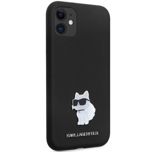 Karl Lagerfeld KLHCN61SMHCNPK iPhone 11 / Xr 6.1" fekete keménytok szilikon C fém kitűző