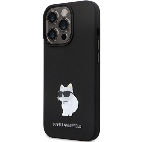 Karl Lagerfeld KLHCP13LSMHCNPK iPhone 13 Pro / 13 6.1" fekete keménytok szilikon C fém kitűző