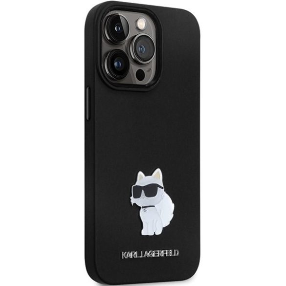 Karl Lagerfeld KLHCP13LSMHCNPK iPhone 13 Pro / 13 6.1" fekete keménytok szilikon C fém kitűző