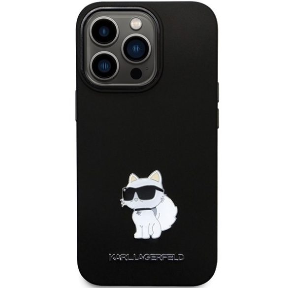 Karl Lagerfeld KLHCP13XSMHCNPK iPhone 13 Pro Max 6.7" fekete keménytok szilikon C fém kitűző