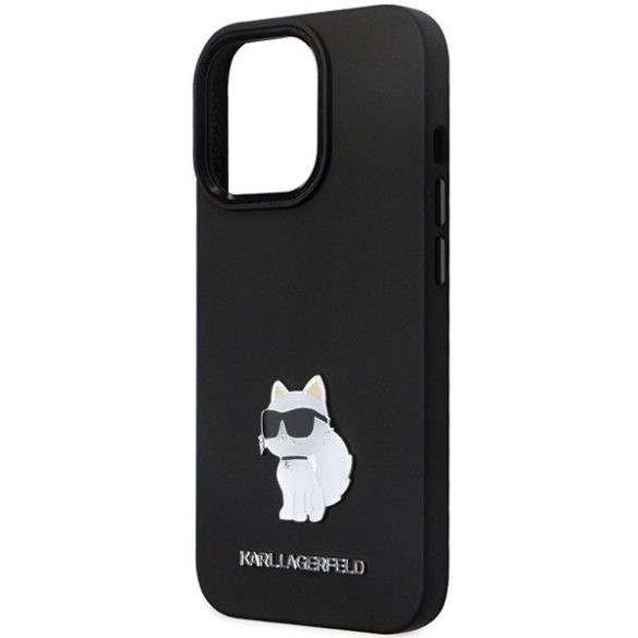 Karl Lagerfeld KLHCP13XSMHCNPK iPhone 13 Pro Max 6.7" fekete keménytok szilikon C fém kitűző