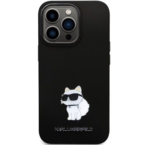 Karl Lagerfeld KLHCP14LSMHCNPK iPhone 14 Pro 6.1" fekete/arany keménytok szilikon C fém kitűző